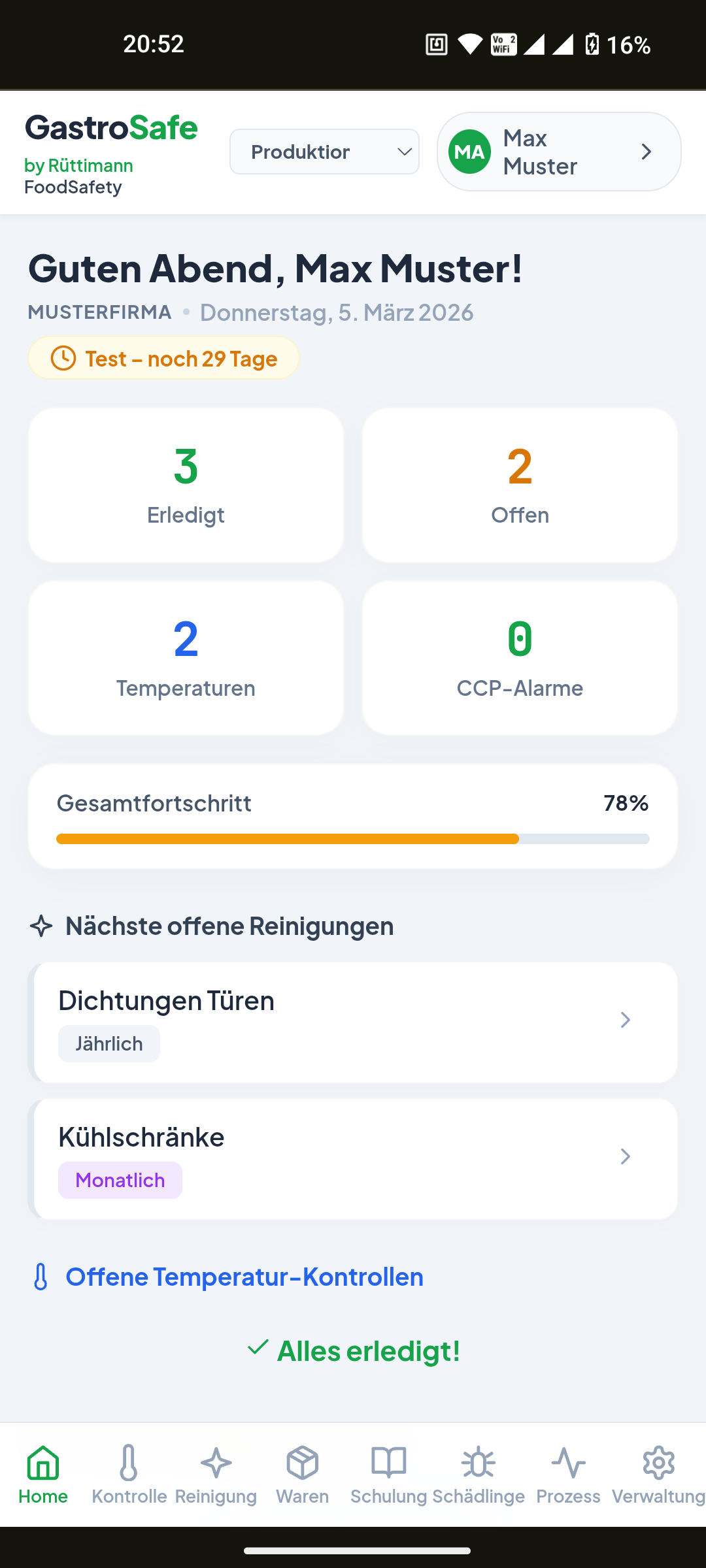 GastroSafe HACCP App für das Smartphone - Digitale Temperaturkontrolle und Putzpläne für die Gastronomie